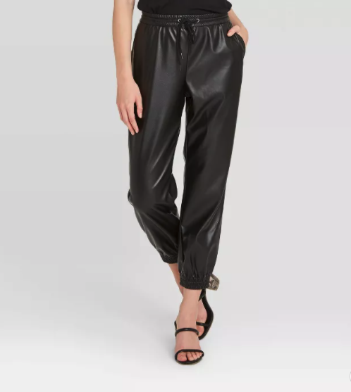 Faux Leather Target Joggers